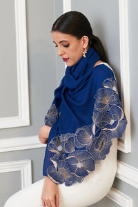 Poppy Affair | Embroidered Wool Silk Stole