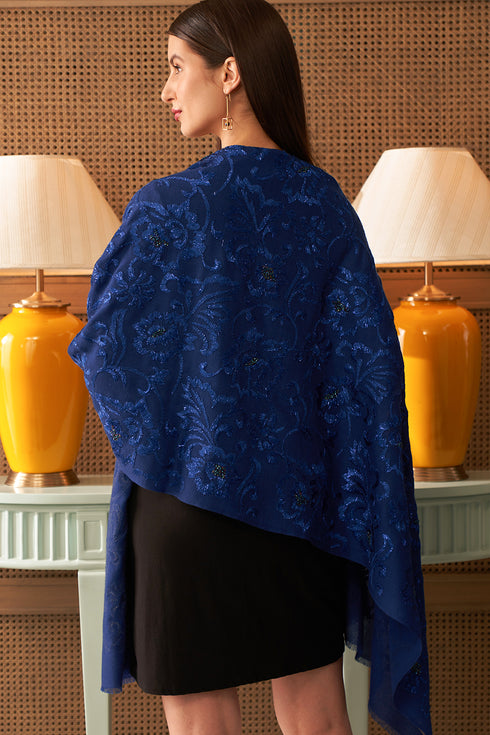 The Royal Shimmer | Embroidered Pure Cashmere Stole