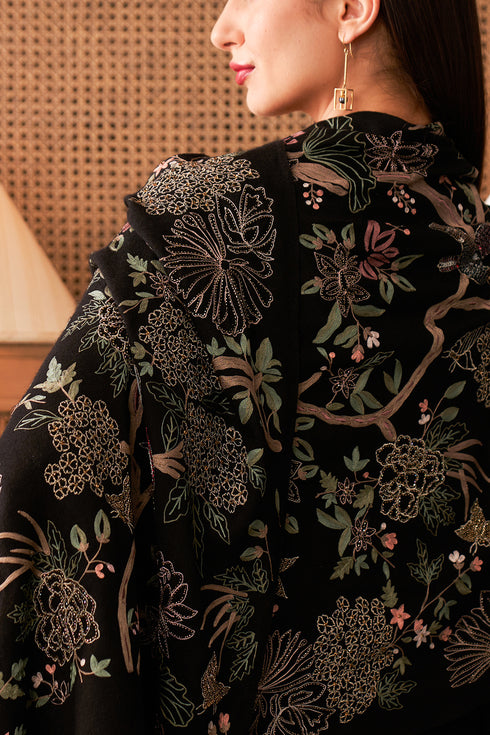 Enchanted Forest | Embroidered Pure Cashmere Stole