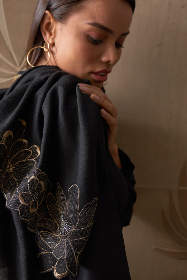 Magnolia Bloom | Embroidered Wool Silk Stole