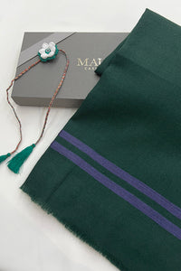 The Envoy | Embroidered Fine Wool Silk Stole with Handcrafted Rakhi