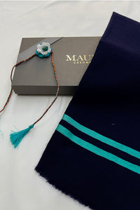 The Envoy | Embroidered Fine Wool Silk Stole with Handcrafted Rakhi