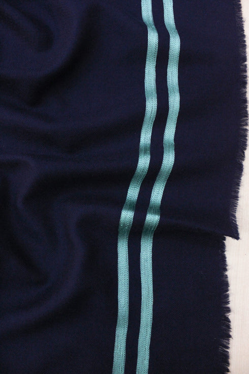 The Envoy | Embroidered Fine Wool Silk Stole with Handcrafted Rakhi