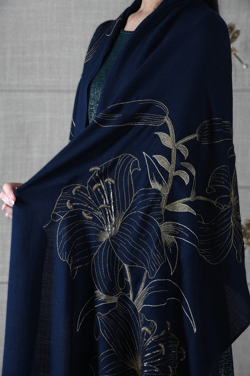 Lily Muse | Embroidered Wool Silk Stole