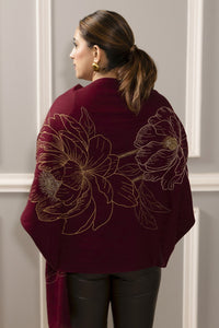 Peony Muse | Embroidered Wool Silk Stole