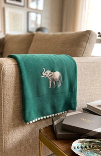 The Wise Elephant | Embroidered Cotton Knit Blanket