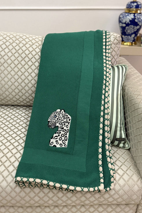 The Prowl | Embroidered Cotton Knit Blanket
