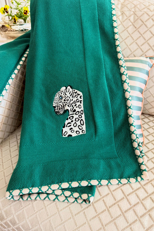 The Prowl | Embroidered Cotton Knit Blanket
