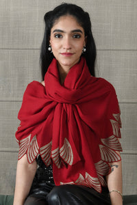 Velvet Rouge | Embroidered Wool Silk Stole