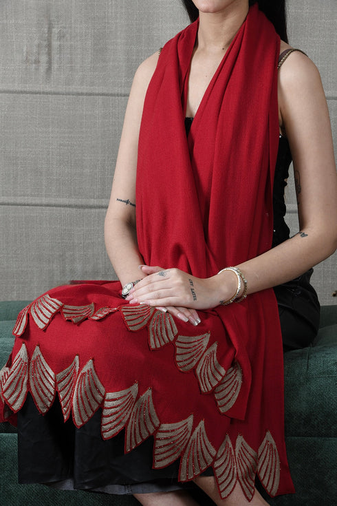 Velvet Rouge | Embroidered Wool Silk Stole