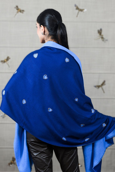 Reversible Lovenote| Embroidered Wool Silk Stole