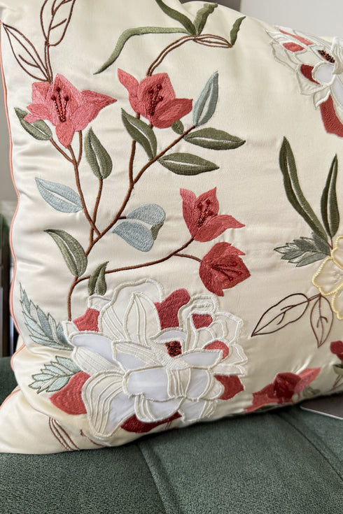 Bougainville Whisper | Embroidered Cushion Cover