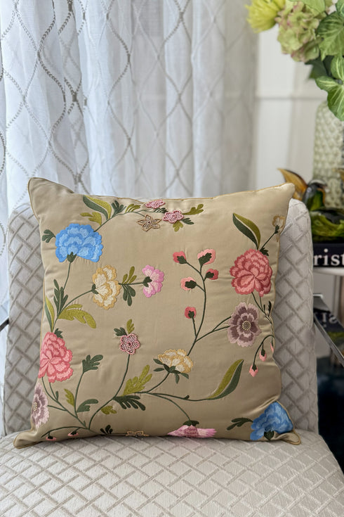 The Carnation Canvas | Embroidered Cushion Cover