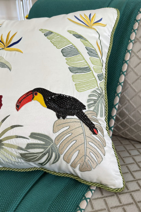 The Toucans Gala | Embroidered Cushion Cover