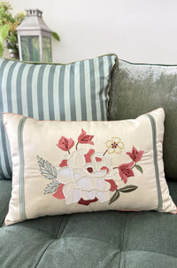 Bougainvillea Accent | Embroidered Cushion Cover