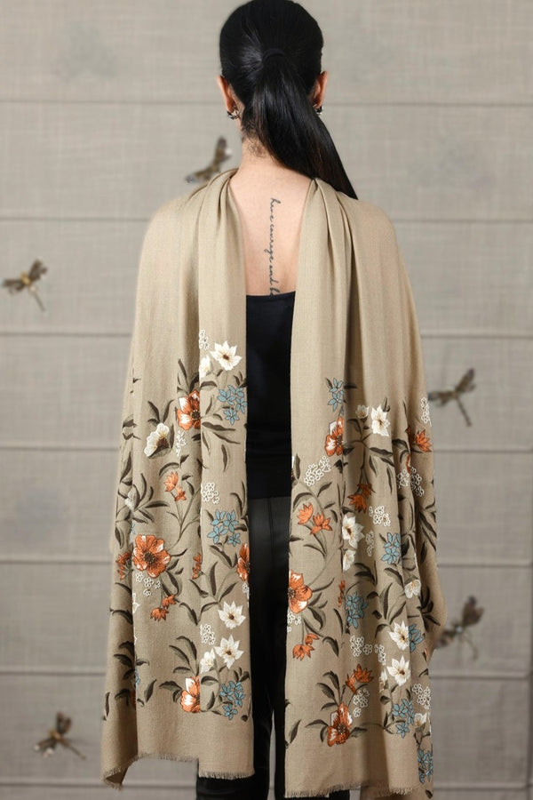 Mauli Wildflower Jaal | Embroidered Merino Wool Stole