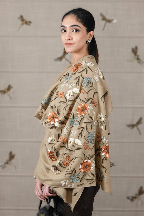 Mauli Wildflower Jaal | Embroidered Merino Wool Stole
