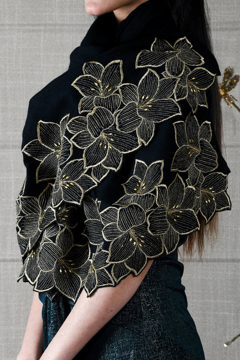 Gulnaar | Embroidered Wool Silk Stole