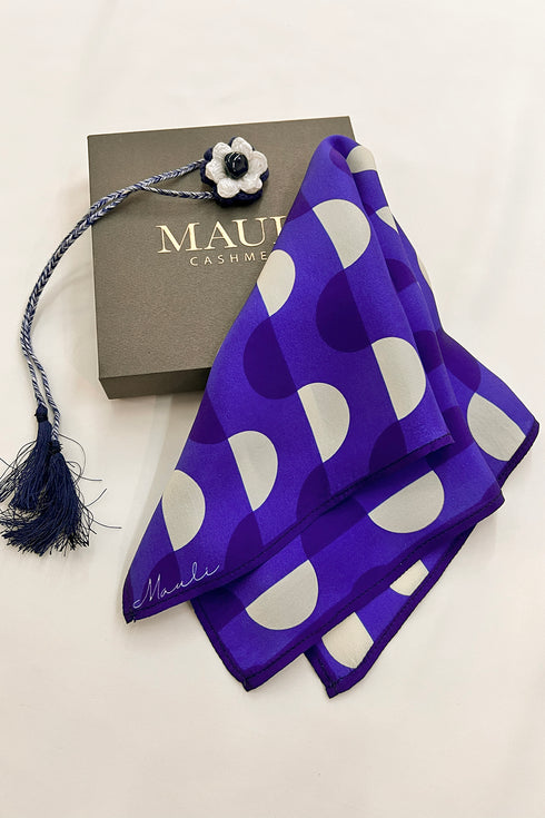 Retro Orbit | Pure Silk Pocket Square with a Handmade Rakhi