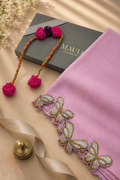 Shimmer Wings | Embroidered Stole with Handcrafted Lumba Rakhi