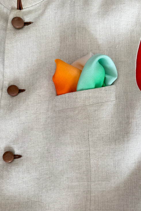 Tiranga Bloom | Pure Silk Pocket Square