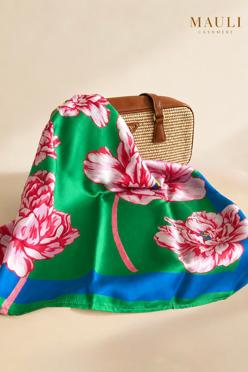 Como Peony I Pure Silk Twill Scarf