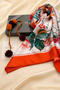 Cafe-De-Paris | Pure Silk Twill Scarf with a Handmade Rakhi