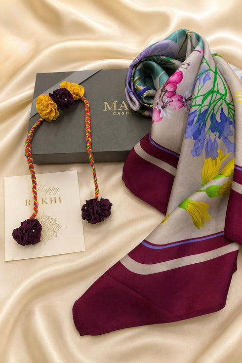 Capri Rosso | Pure Silk Twill Scarf with a Handmade Rakhi
