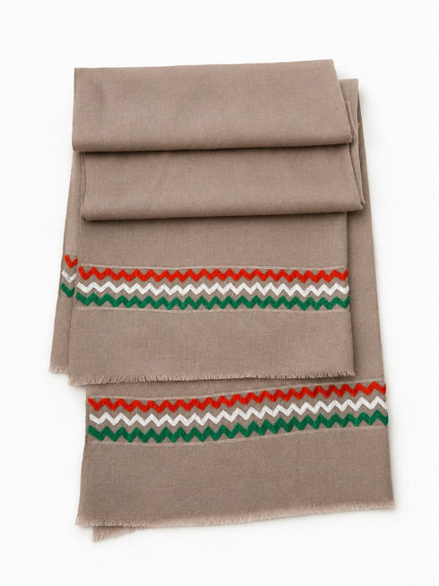 The Tiranga Stole | Embroidered Fine Wool Silk Tricolor Stole