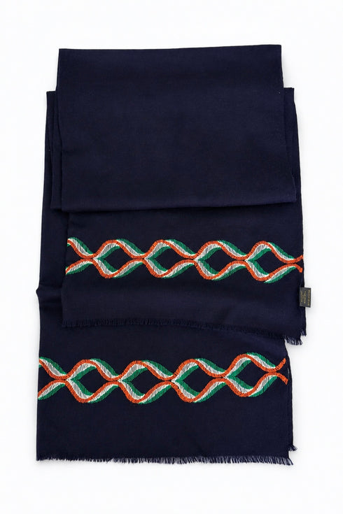 The Unity Stole | Embroidered Fine Wool Silk Tricolor Stole