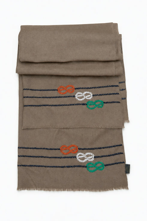The Virasat Stole | Embroidered Fine Wool Silk Tricolor Stole