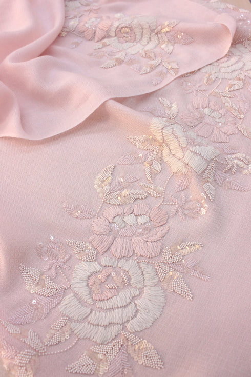 Imperial Rose Wool Silk Stole