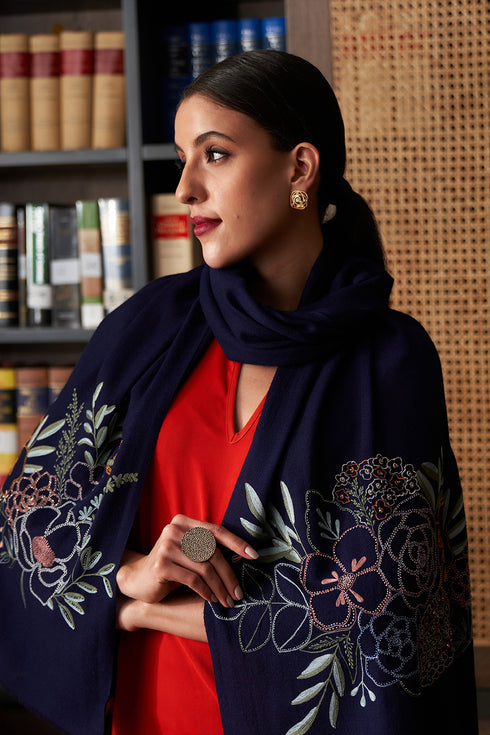 Floral Bouquet Fine Merino Wool Stole