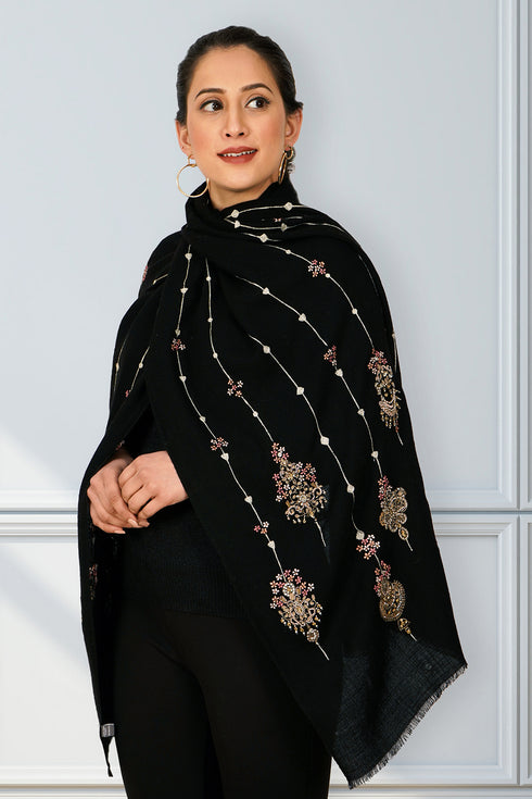 Jeweled Affair Fine Merino Wool Stole