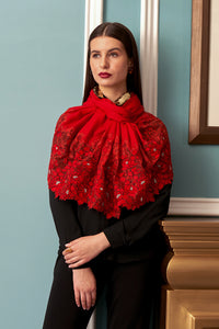 Rose Filigree Wool Silk Stole