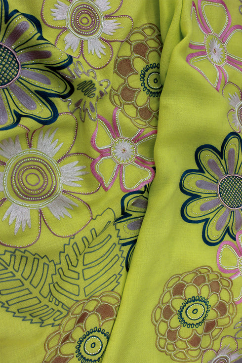 Floral Bliss Fine Merino Wool Stole