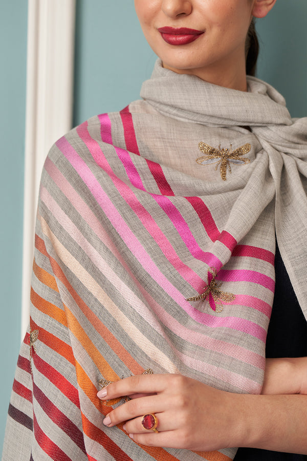 Golden Wings Fine Wool Silk Stripe