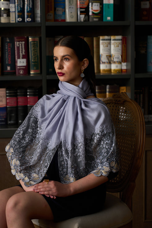 Dainty Petals Wool Silk Stole