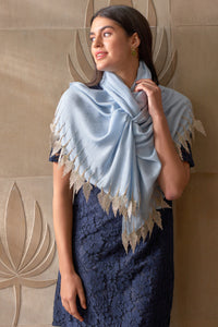 Leafy Sparkle Wool Silk Stole