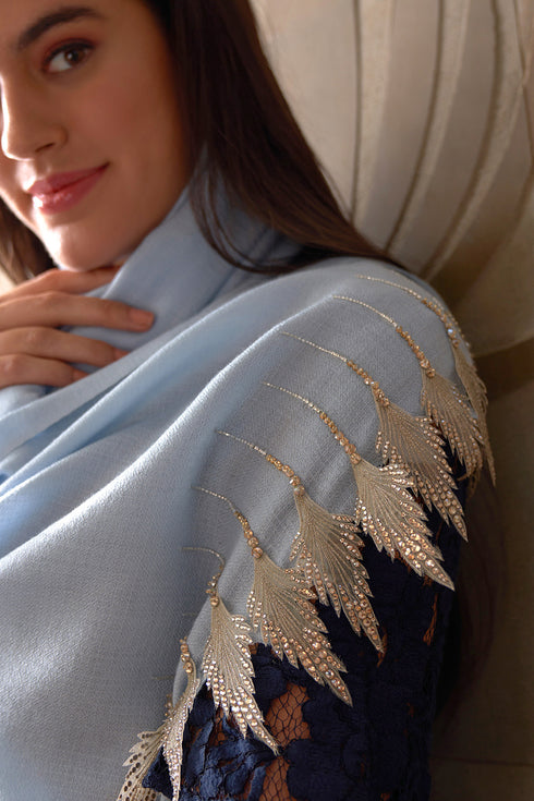 Leafy Sparkle Wool Silk Stole