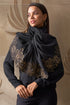 Magnolia Bloom Embroidered Wool Silk Stole