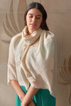 Flower Shower Embroidered Wool Silk Stole