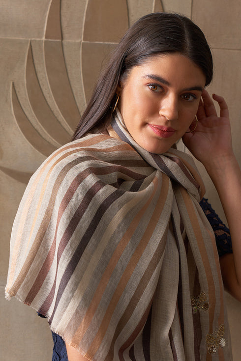 Flyaway Sparkle Embroidered Wool Silk Stole
