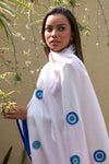 The Evil Eye Embroidered Wool Silk Stole