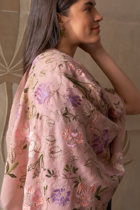 Empress Dream Embroidered Pure Cashmere Stole