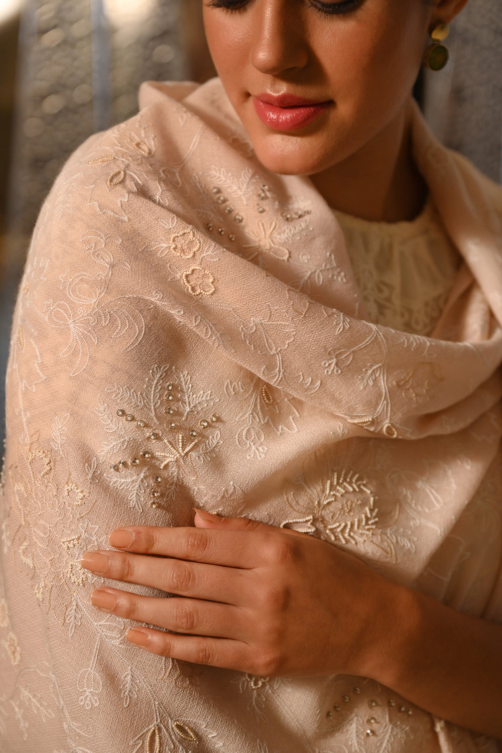 Simple Pleasures | Embroidered Pure Cashmere Stole