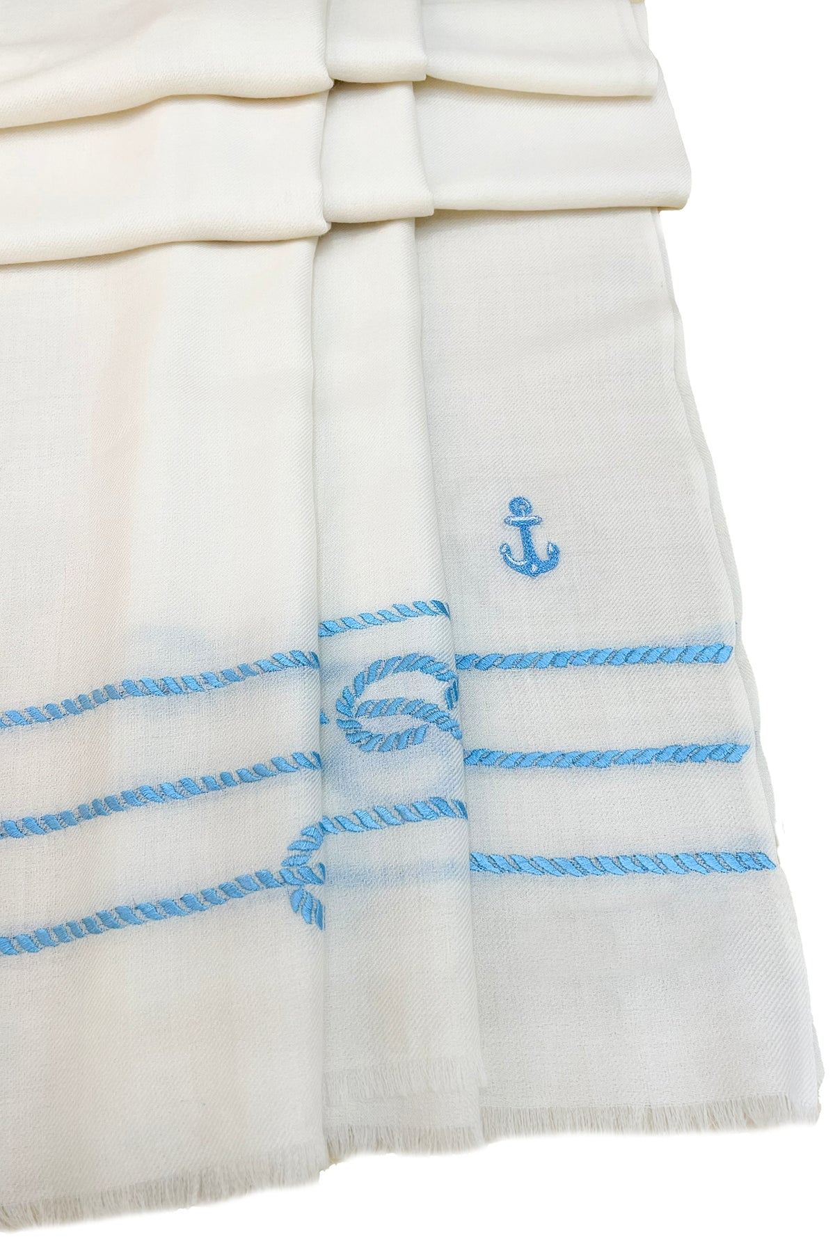 The Skipper Embroidered Fine Wool Silk Stole
