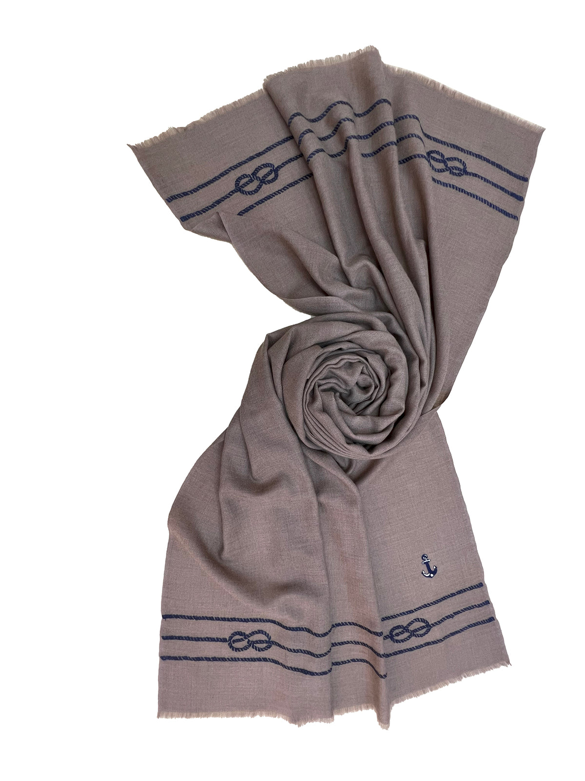 The Skipper Embroidered Fine Wool Silk Stole