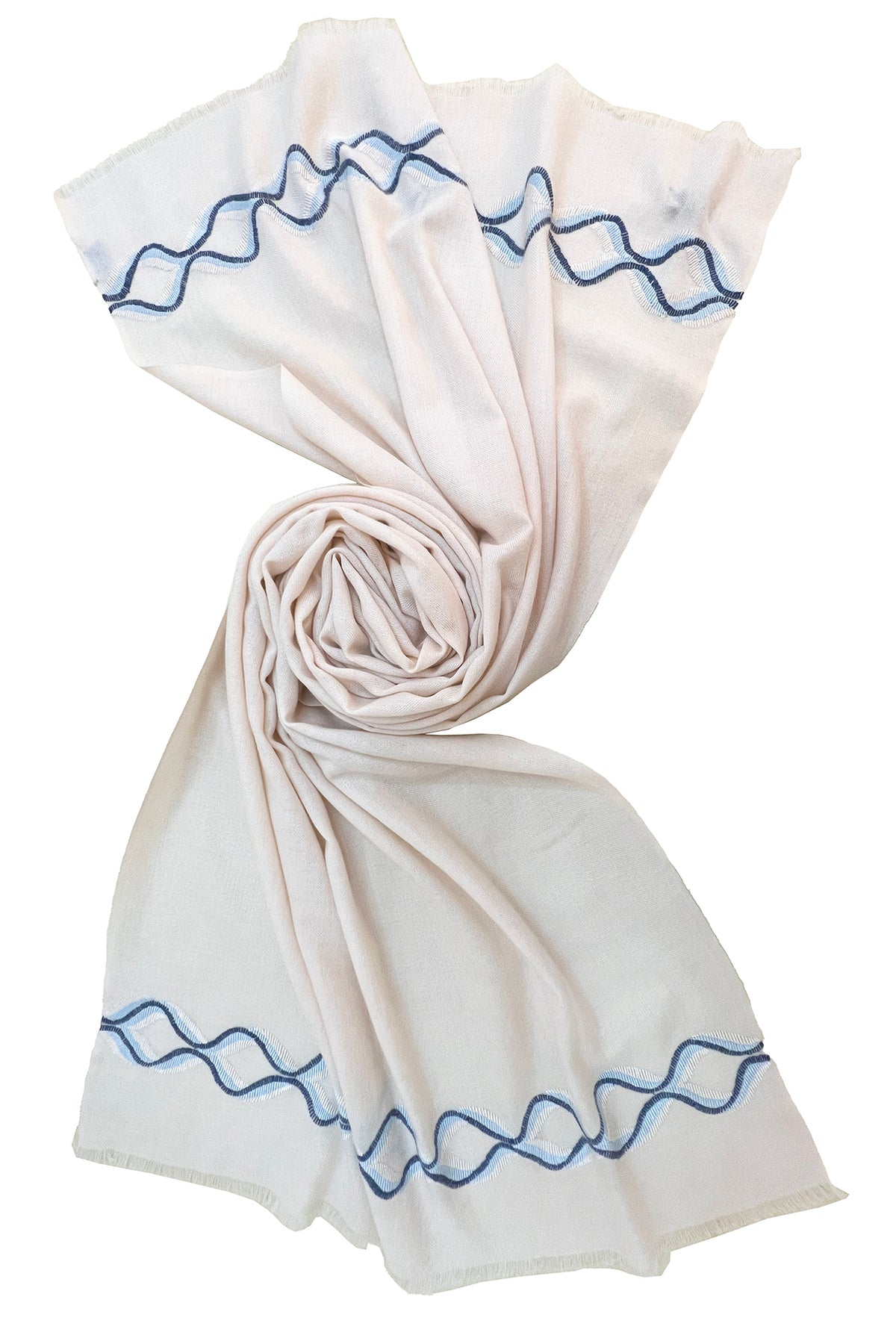 The Statesman Embroidered Fine Wool Silk Stole White