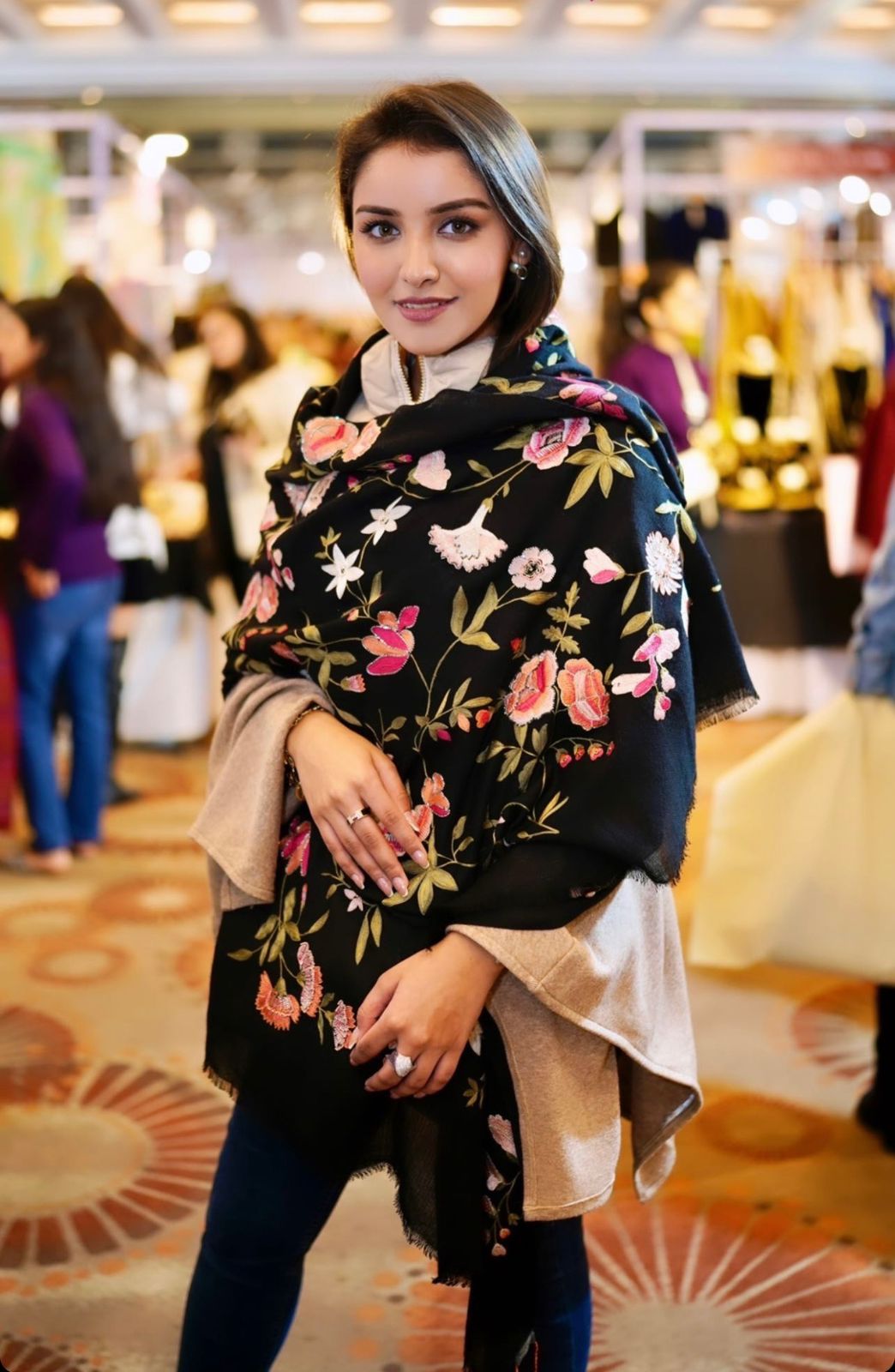 A Colourful Symphony | Embroidered Pure Cashmere Stole